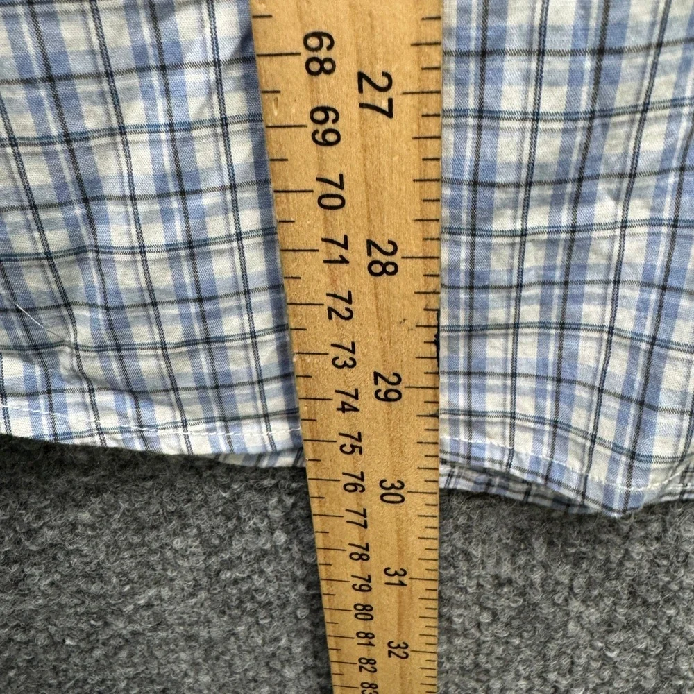 Banana Republic Western Button Shirt Mens XL Blue Short Sleeve Plaid Casual